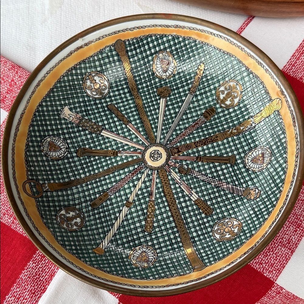 Artisan Green and Gold Patterned Bowl